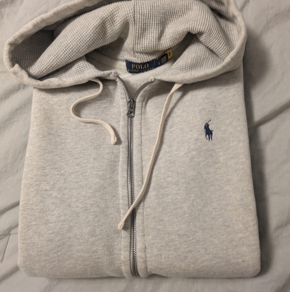 Men's Polo by Ralph Lauren Light Gray Zip-Up Hoodie